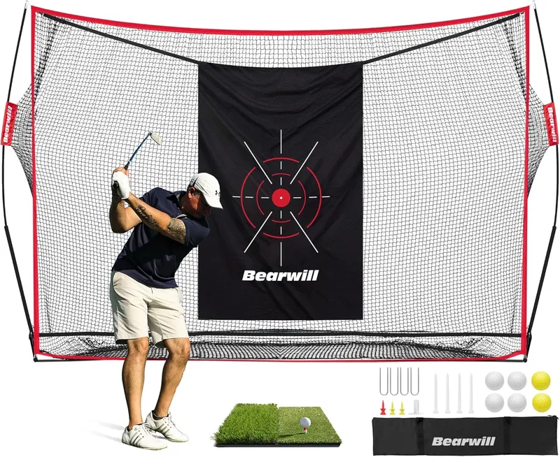 Bearwill 10x7ft Heavy Duty Golf Practice Net with Golf Mat
