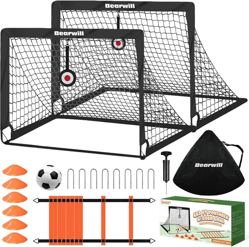 Bearwill Kids Soccer Goals for Backyard Set of 2
